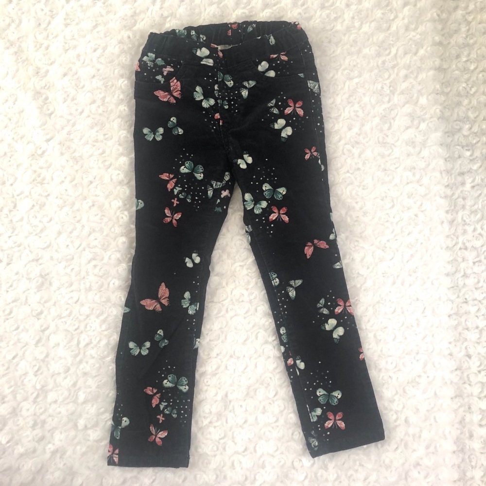 Girls dark blue butterfly corduroys